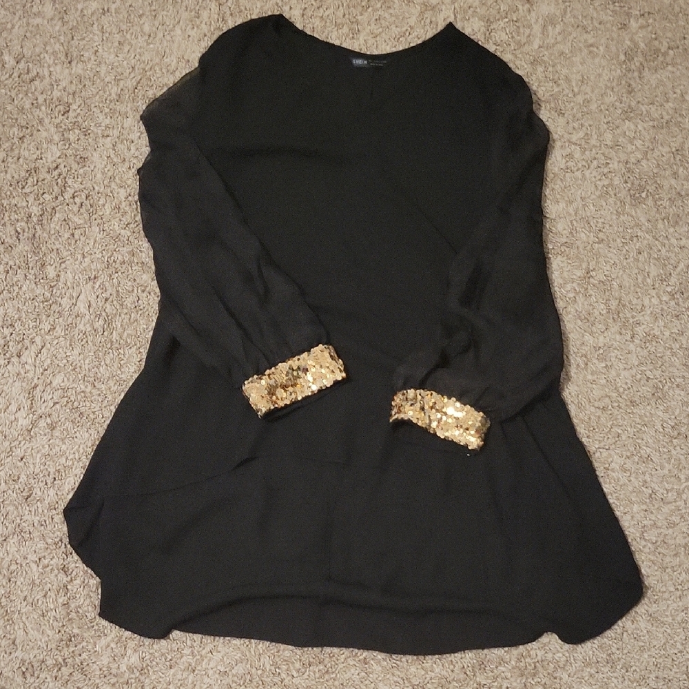 SHEIN Gold and Black Sequin Blouse